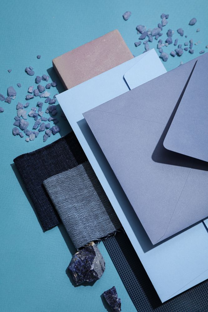 Flat lay of creative moodboard composition, concept of moodboard