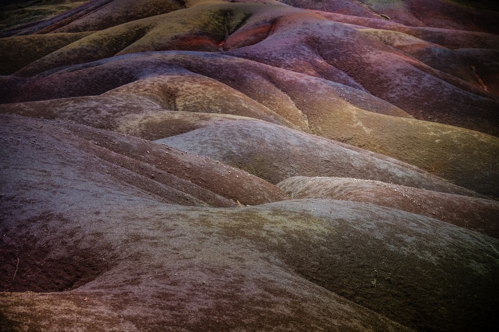 Colorful hills in tropical Mauritius