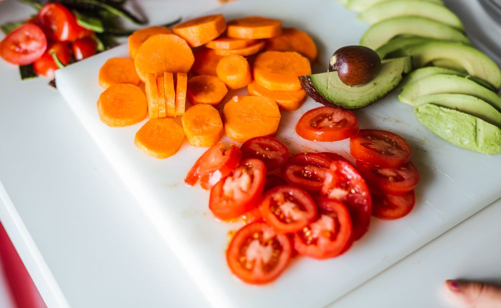 Cut vegetables for salad