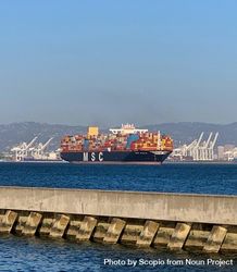 Colorful cargo ship at the Port of Oakland 428o30