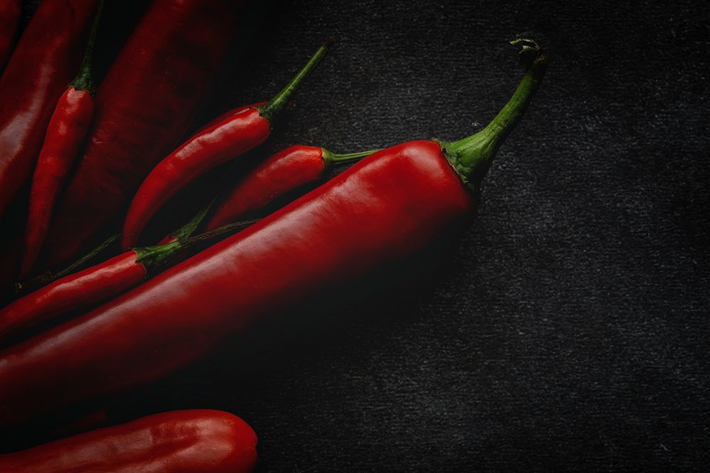 Fresh red and spicy chilli peppers