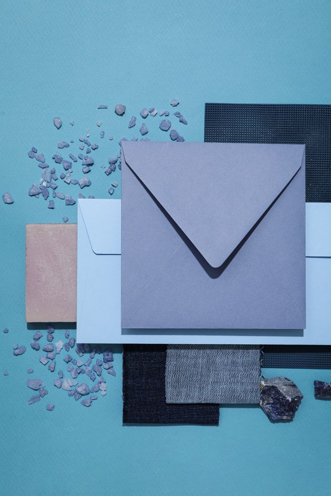 Flat lay of creative moodboard composition, top view