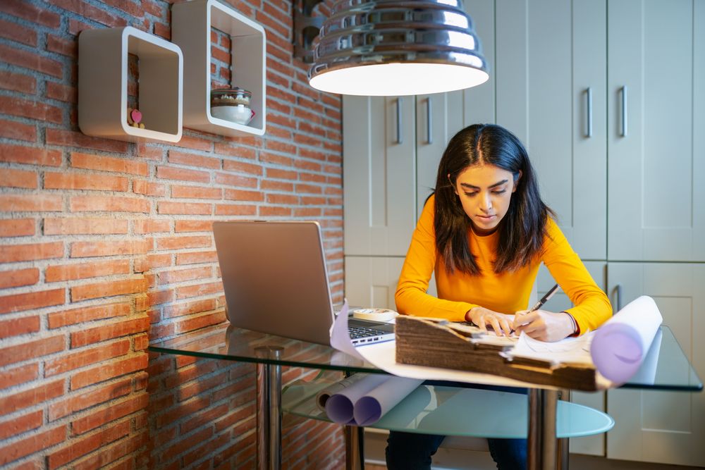 Persian female architect designing a project