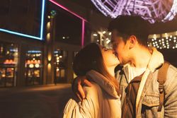 Couple in night city street