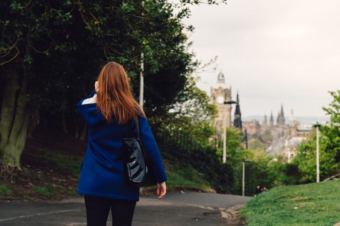 Woman walking in a park