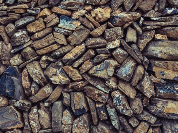 Heap of stones placed in stack for storage