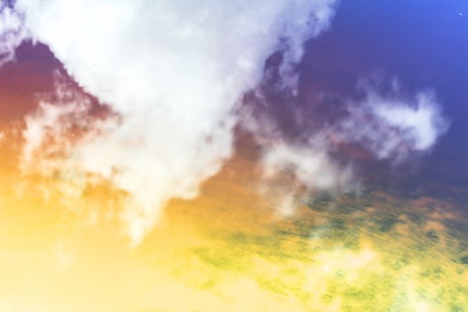 Art effect of golden trees under colorful sky