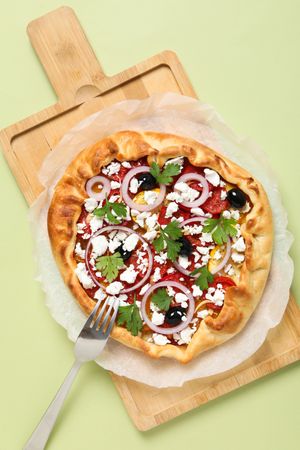 Concept of tasty food, Vegetable galette, top view
