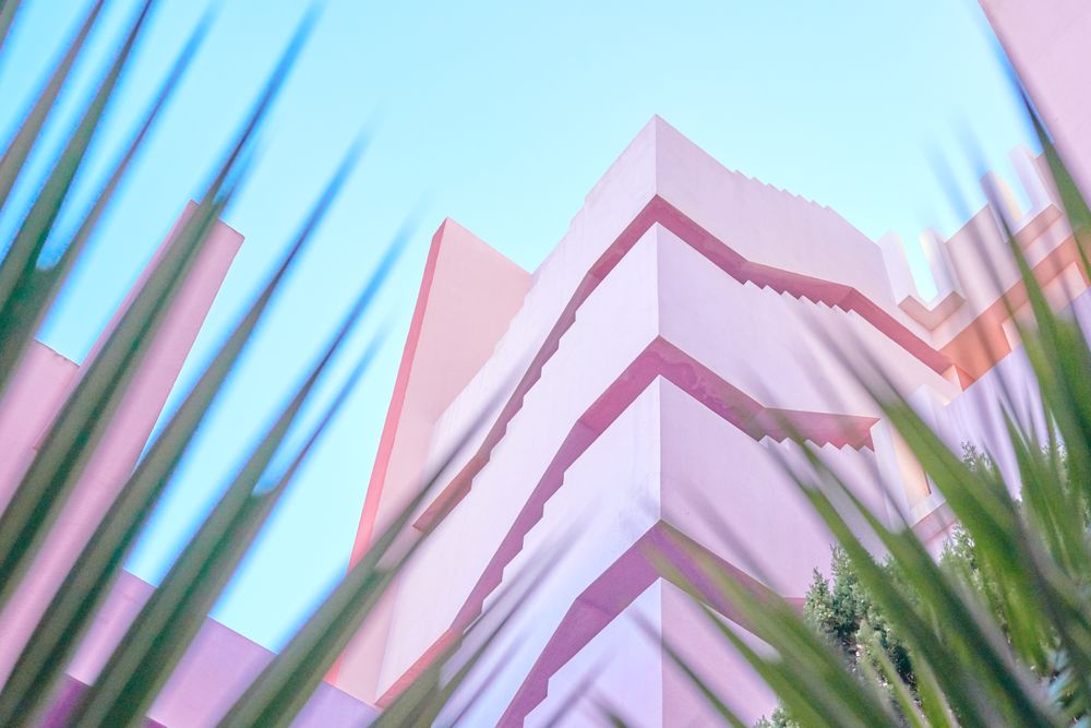 Pink construction with stairs and floors