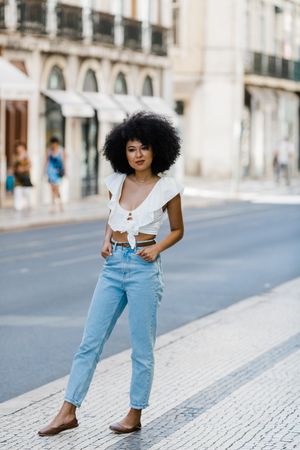Black female on urban background