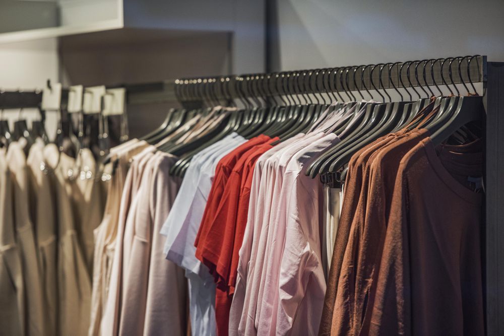 Clothes racks in fashion store