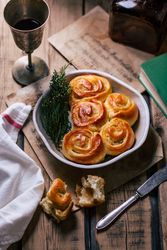 Wine near pastry and herbs