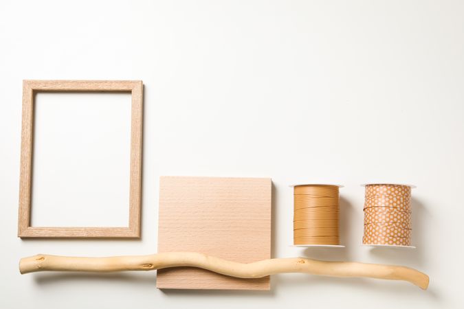 Flat lay of creative moodboard composition, space for text