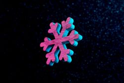 Snowflake in vivid neon colors on dark  background