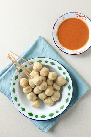 Deep Fried Tapioca Balls Served with Peanut Sauce