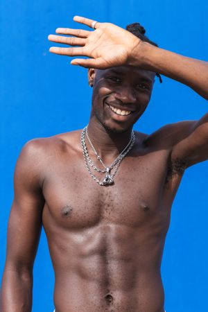 Muscular Black man with naked torso
