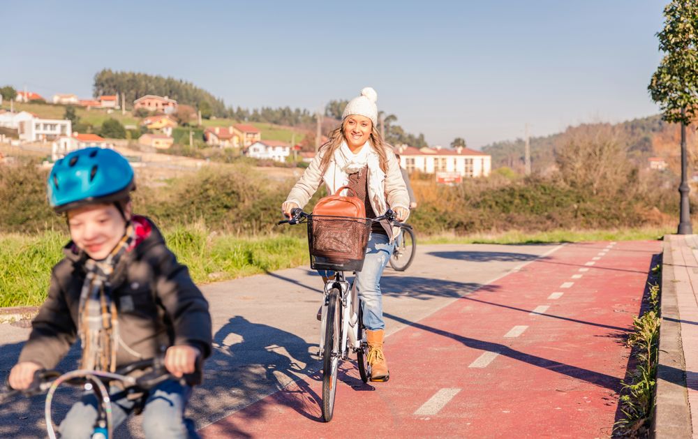 Mom and son out of bike ride together