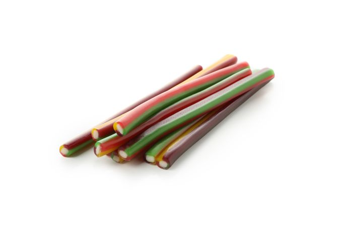 Long jelly candies isolated on blank background