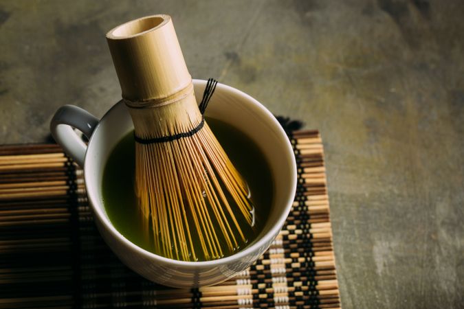 Preparing matcha tea