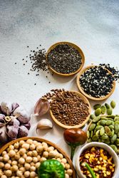 Seeds and chick peas for meal