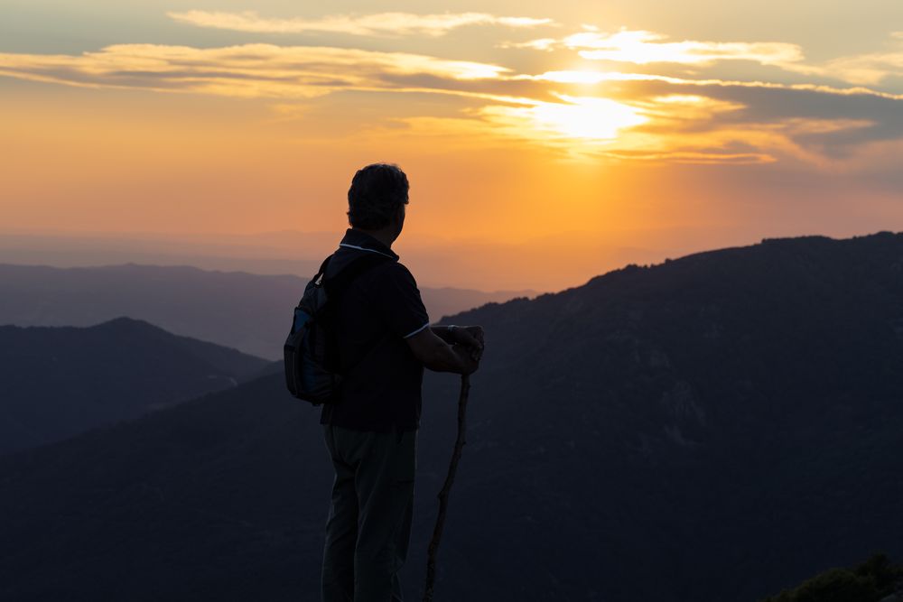 Man walking on the mountain