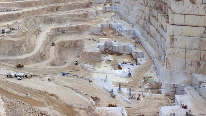 Steps in rough stone quarry