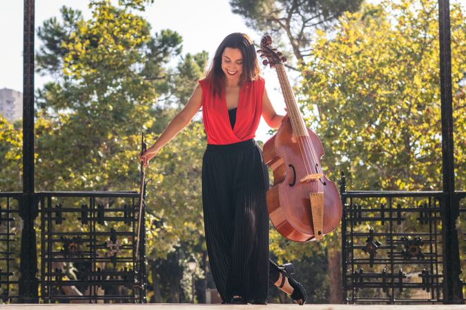 cello concert on an outdoor stage
