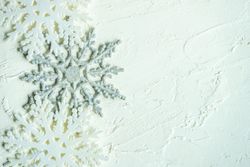 Bright Christmas lay out with snowflake ornament