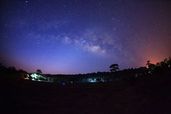 Landscape milky way galaxy with star and space dust in the universe, Long exposure photograph, with grain.