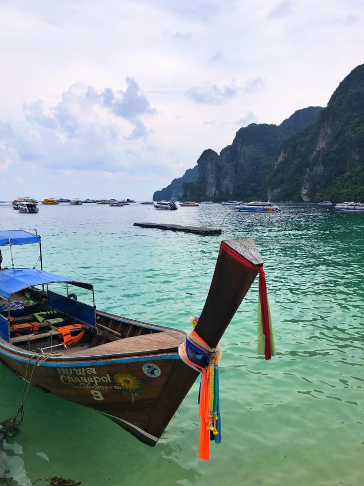 Brown boat on sea
