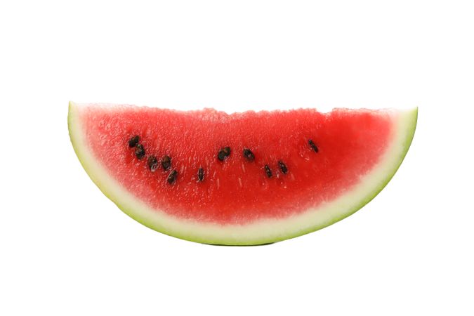Fresh watermelon slice isolated on blank background. Summer fruit