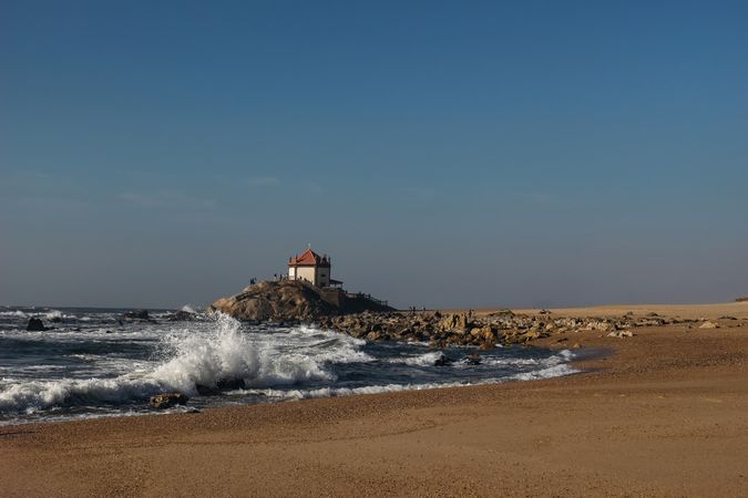 Beautiful Miramar beach, seashore at sunset