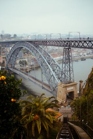 Modern bridge in old city