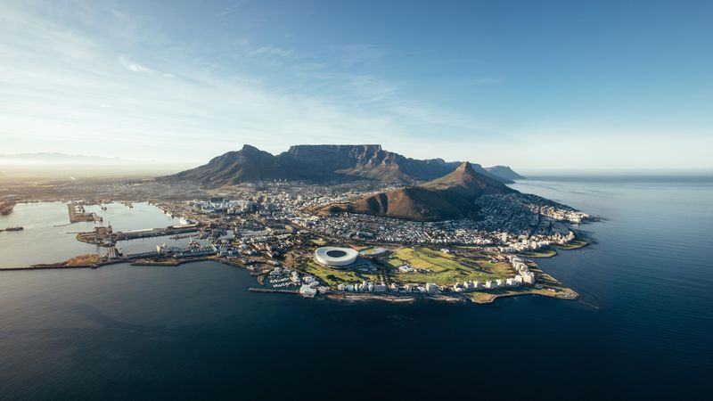 Aerial coastal view of Cape Town