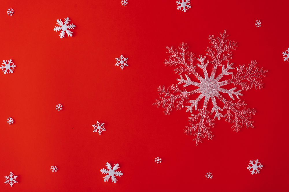 Snowflakes on red background