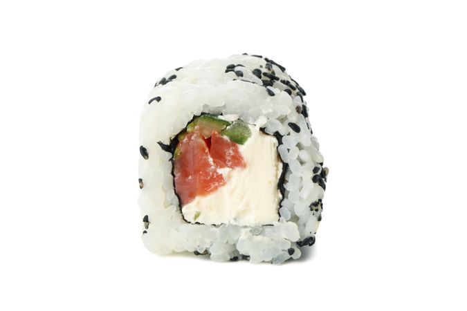 Delicious sushi roll isolated on plain background