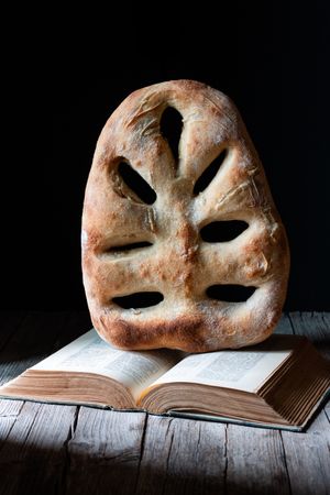 Fougasse on open recipe book