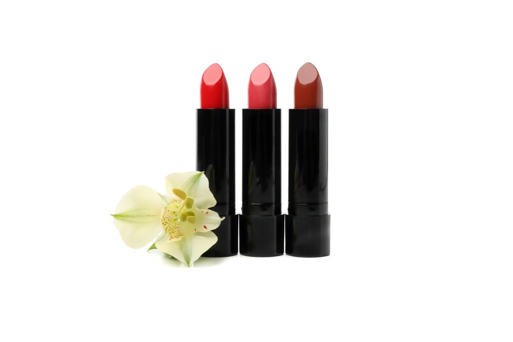 Lipstick isolated on plain background. Cosmetics. Female accessories