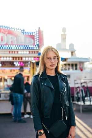 Stylish woman at fairground