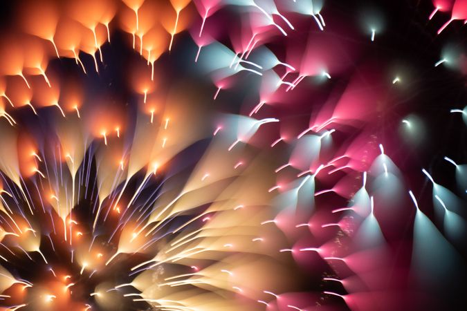 Bright fireworks on night sky