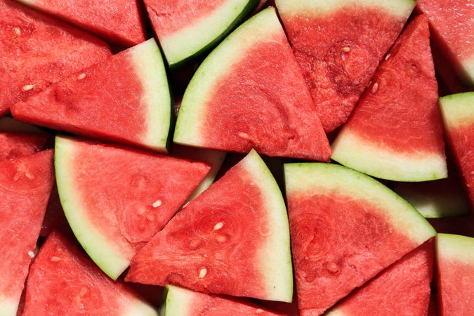 Heap of Fresh Sliced Watermelon from Above