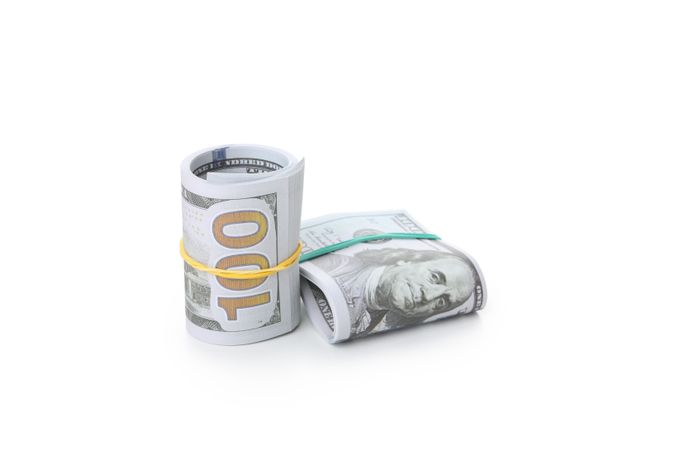 Dollar money isolated on light background, close up