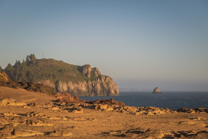 View from atop cliff or another cliff and the Pacific coastline