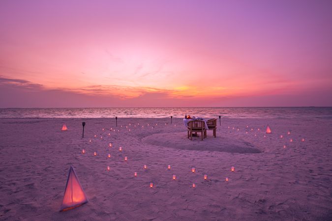 Romantic beach setting for dinner