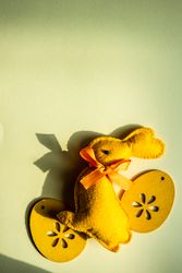 Easter holiday card concept with rabbit plush ornament