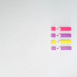 Flat lay of colorful felt markers with copy space