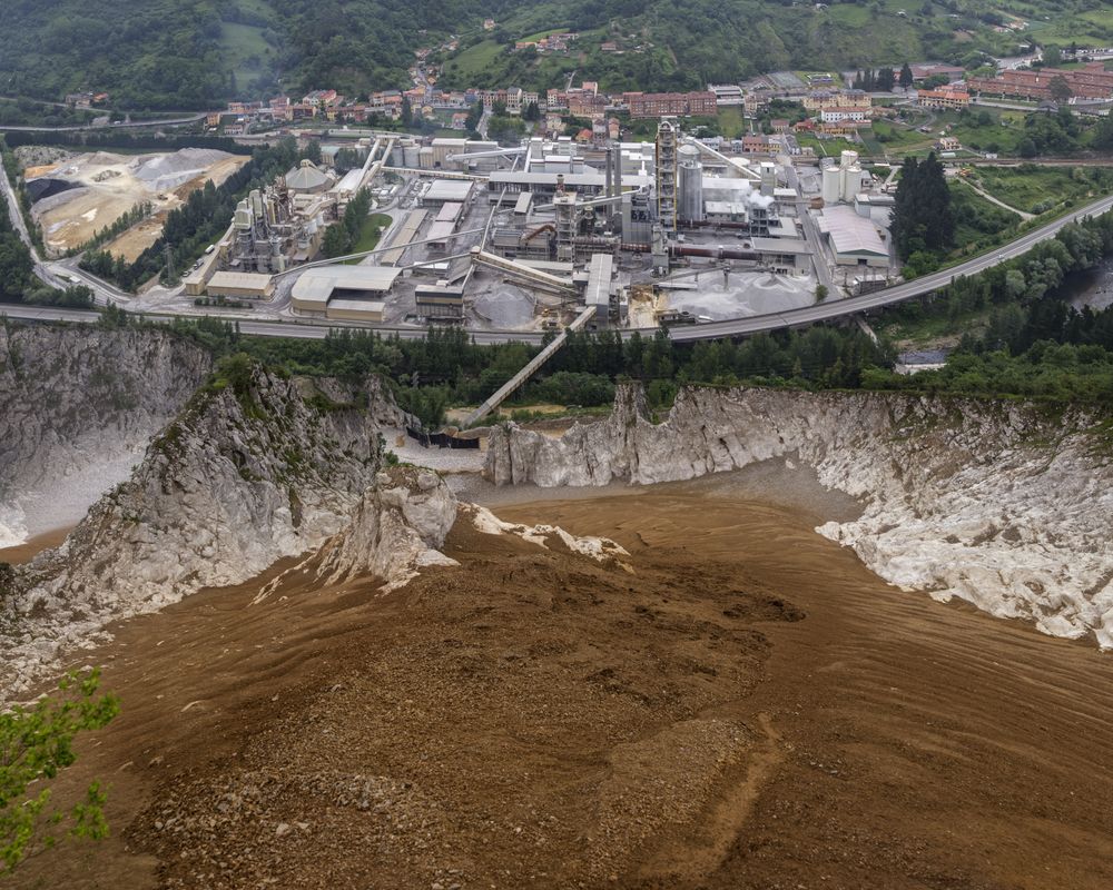 View of cement factory and quarry