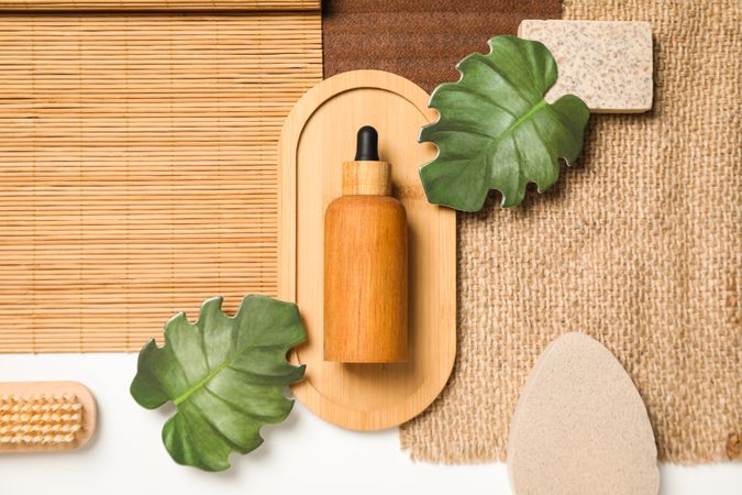 Flat lay of creative moodboard composition, top view