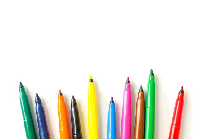 Color markers isolated on blank background