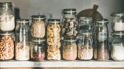 Rustic kitchen food storage arrangement